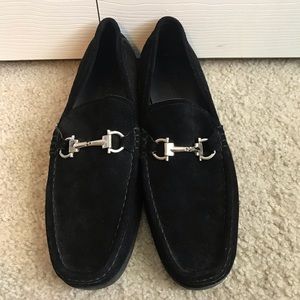 Salvatore Ferragamo Black Suede Dress Shoes
